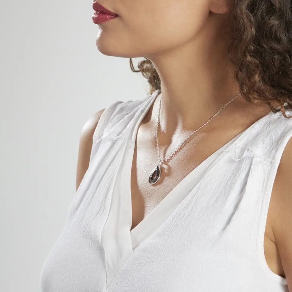 Collier Alican Argent Blanc Oxyde De Zirconium Et Céramique