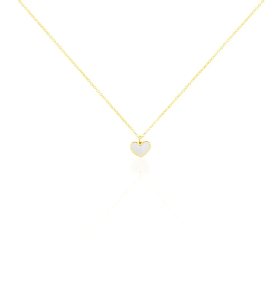 Collier Amaryllis Coeur Or Jaune Nacre