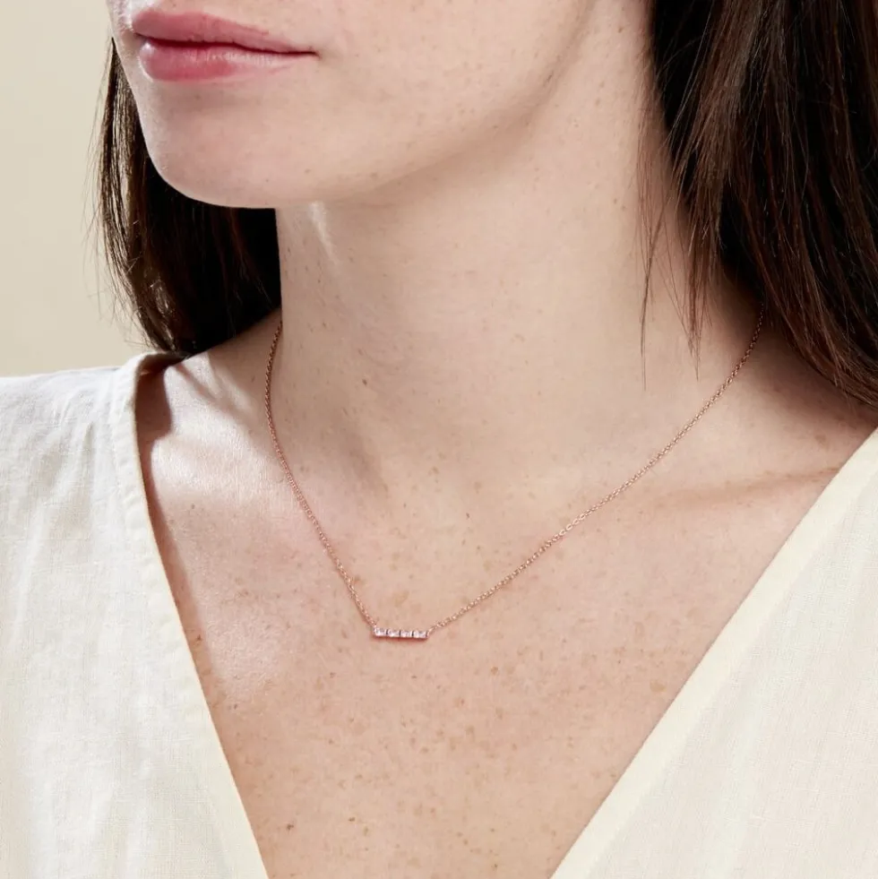Collier Andrew Argent Rose Oxyde De Zirconium Rose