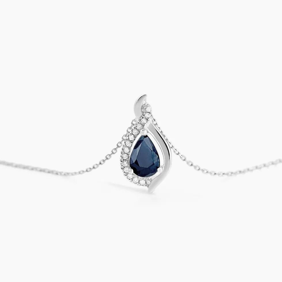Collier Angelika Or Blanc Saphir Et Diamant