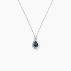 Collier Angelika Or Blanc Saphir Et Diamant