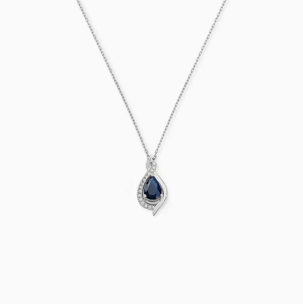 Collier Angelika Or Blanc Saphir Et Diamant