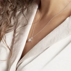 Collier Aphrodite Or Blanc Diamant Synthetique
