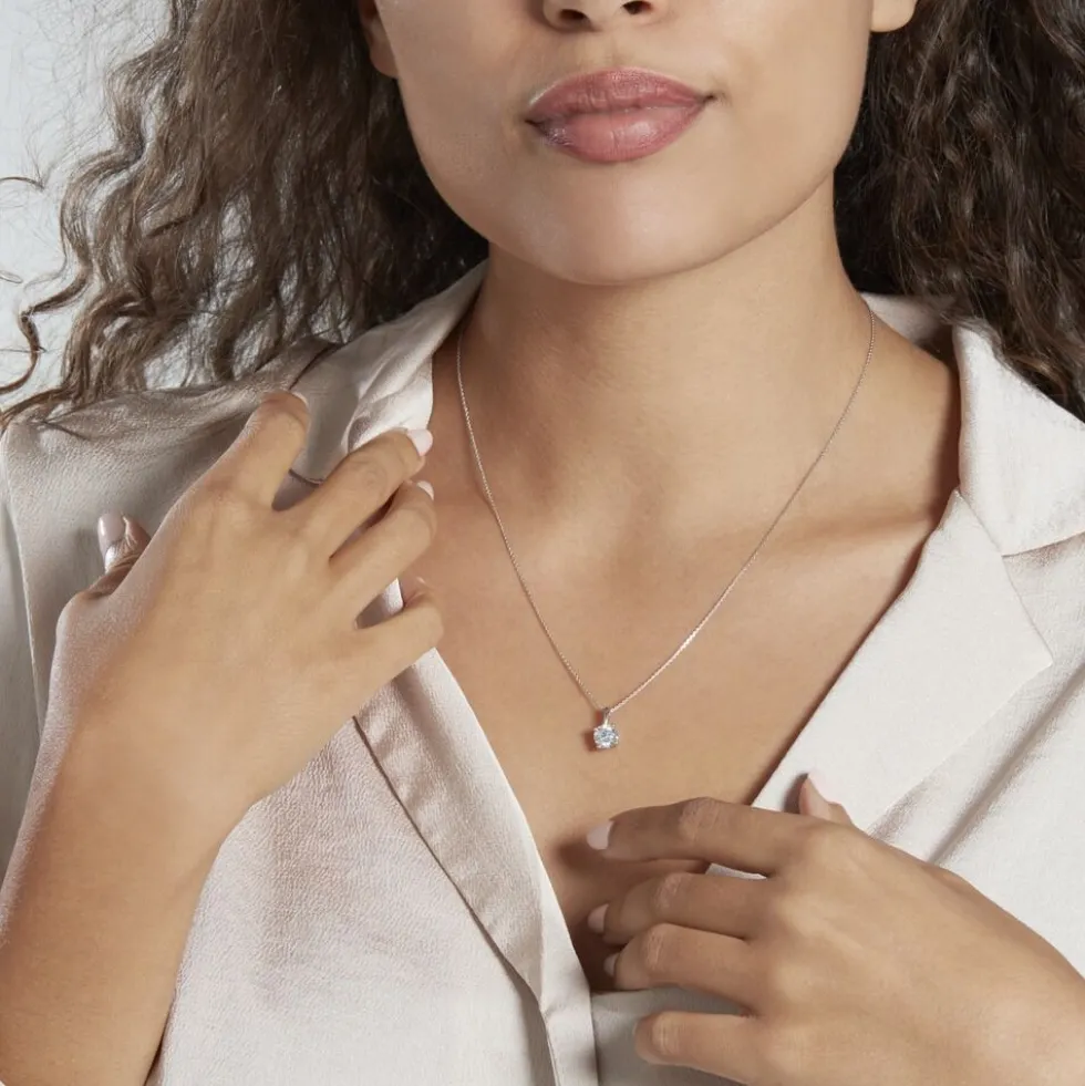 Collier Aphrodite Or Blanc Diamant Synthetique