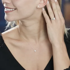 Collier Aphrodite Or Blanc Diamant Synthetique