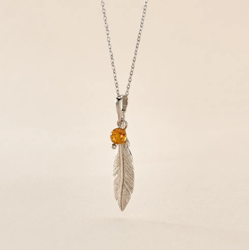 Collier Argent Blanc Adriane Ambre