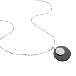Collier Argent Blanc Céramique Et Oxyde De Zirconium
