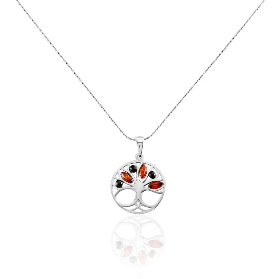 Collier Argent Blanc Odaya Ambre