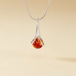Collier Argent Blanc Simona Ambre