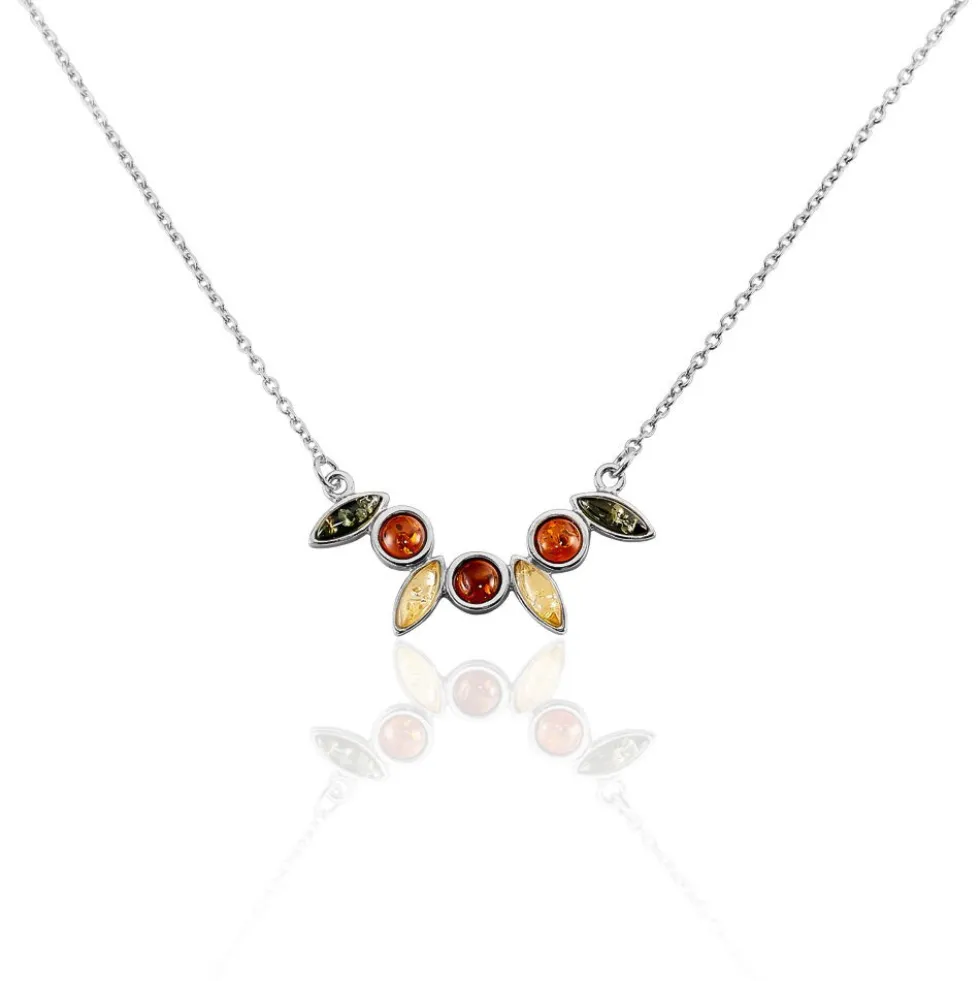 Collier Argent Blanc Sylvaincine Ambre