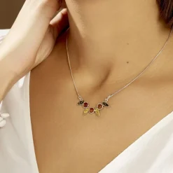 Collier Argent Blanc Sylvaincine Ambre