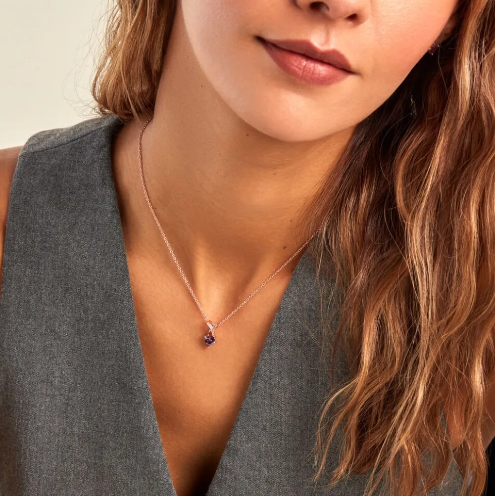 Collier Argent Rose Avalon Oxyde De Zirconium
