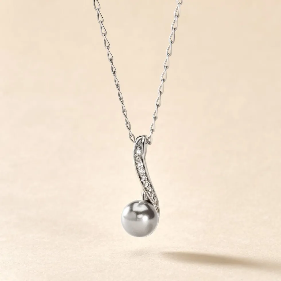 Collier Armance Argent Blanc Perle D'imitation Oxyde