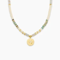 Collier Athena Acier Doré Turquoise Aventurine