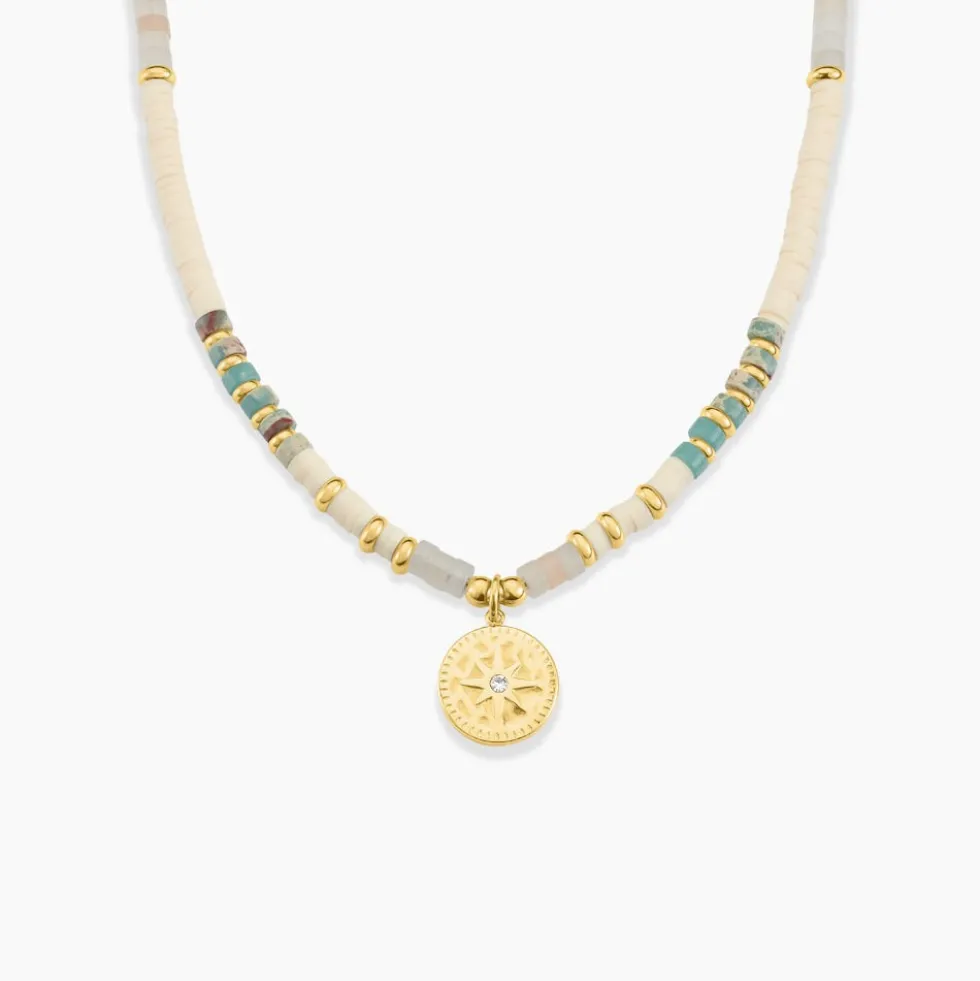 Collier Athena Acier Doré Turquoise Aventurine