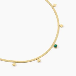 Collier Athena Acier Doré Malachite