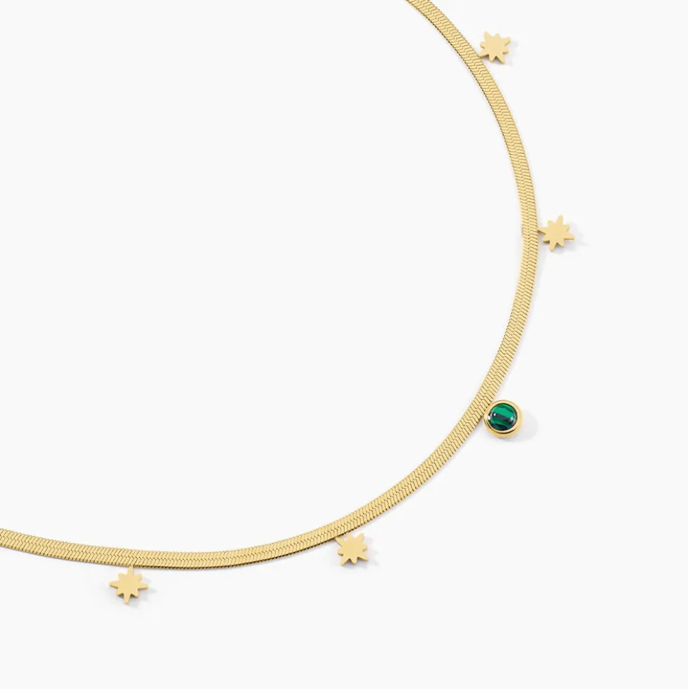 Collier Athena Acier Doré Malachite