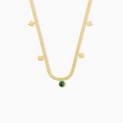 Collier Athena Acier Doré Malachite