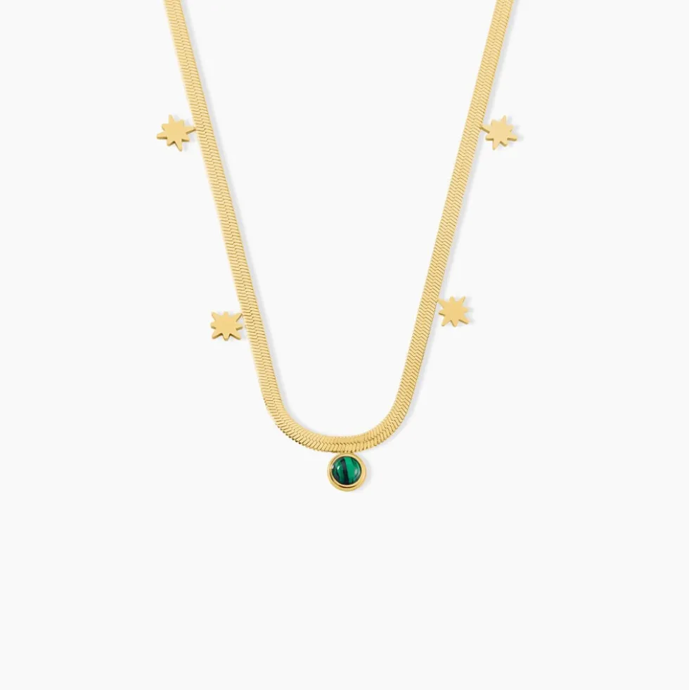 Collier Athena Acier Doré Malachite
