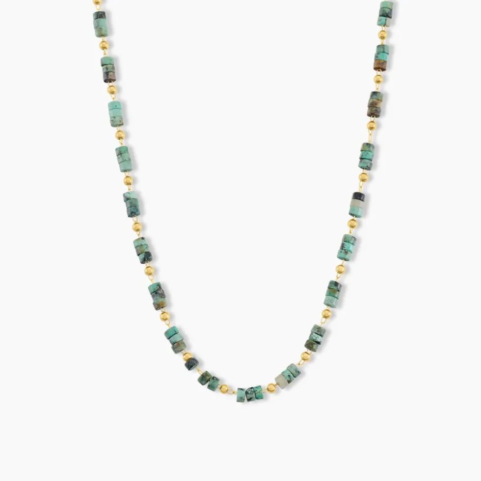 Collier Athena Acier Doré Jaspe Africain