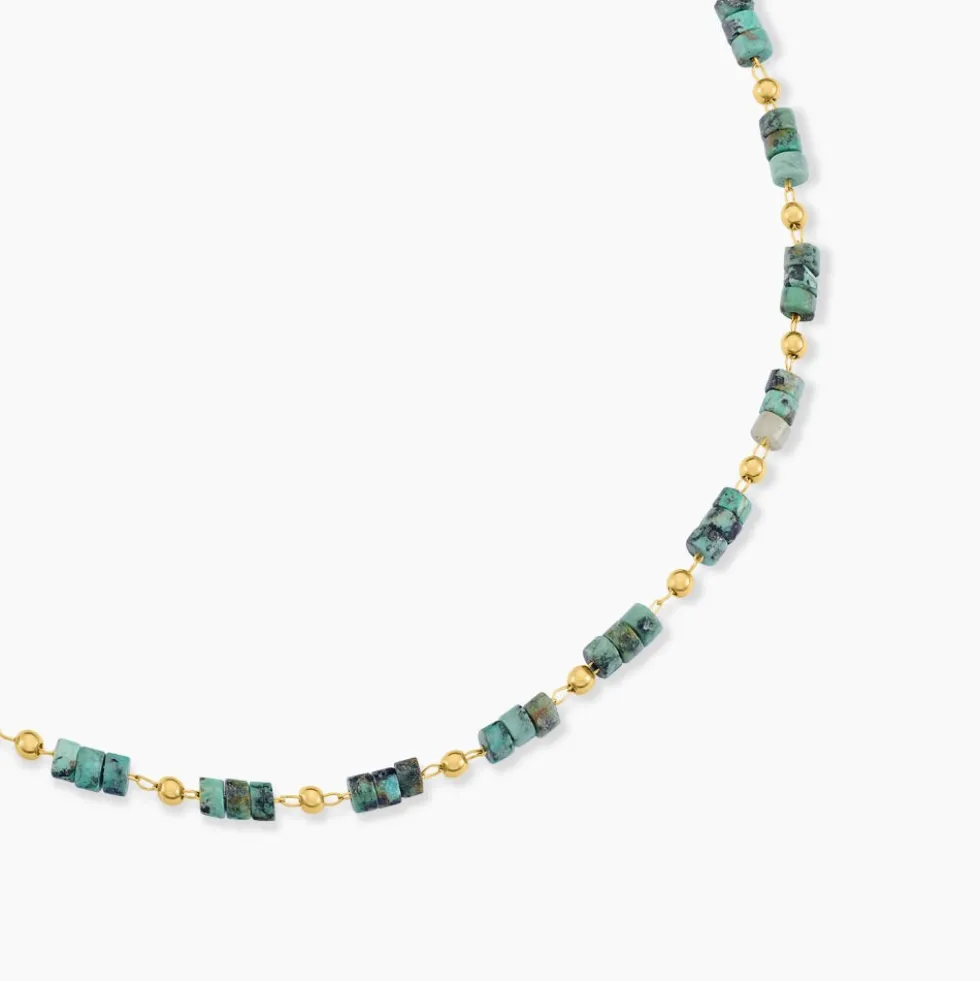Collier Athena Acier Doré Jaspe Africain