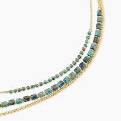 Collier Athena Acier Doré Jaspe Africain
