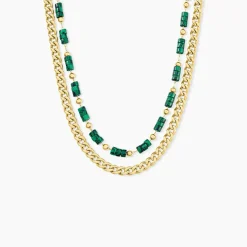 Collier Athena Acier Doré Malachite