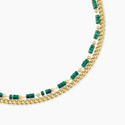 Collier Athena Acier Doré Malachite