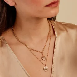 Collier Athena Acier Doré Quartz