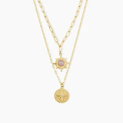 Collier Athena Acier Doré Quartz