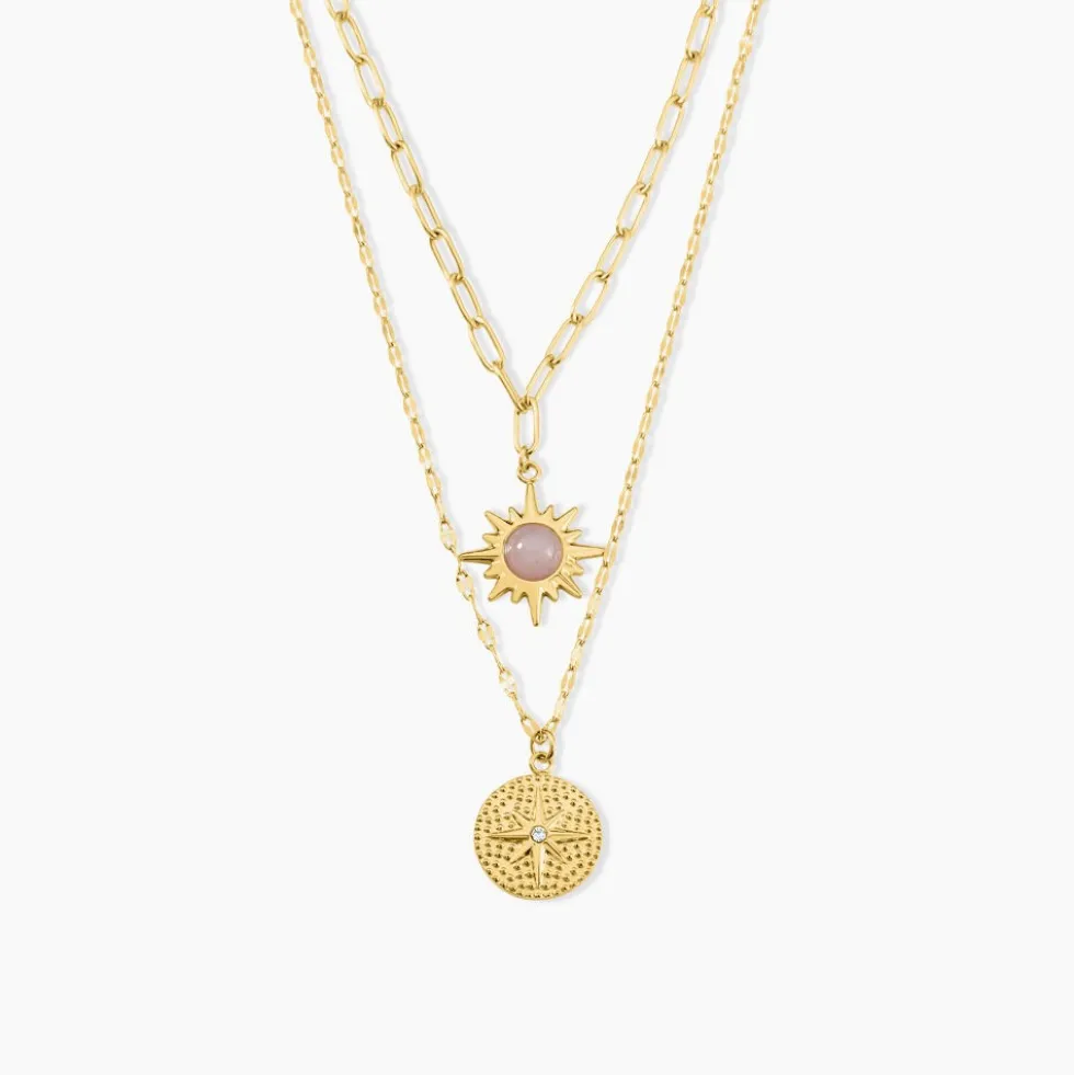 Collier Athena Acier Doré Quartz
