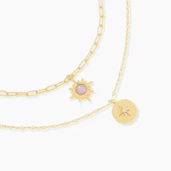 Collier Athena Acier Doré Quartz