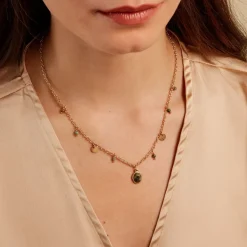 Collier Athena Acier Jaune Turquoise