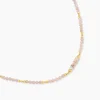 Collier Athena Acier Jaune Pierre De Synthese Turquoise