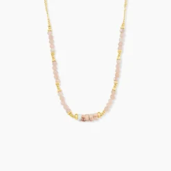 Collier Athena Acier Jaune Pierre De Synthese Turquoise