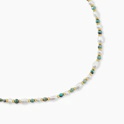Collier Athena Acier Jaune Turquoise