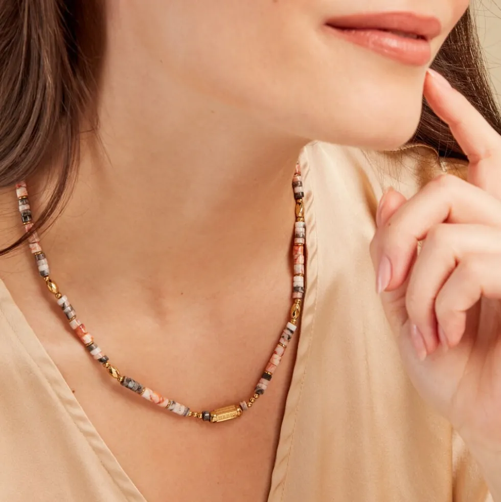Collier Athena Acier Jaune Pierre De Synthese