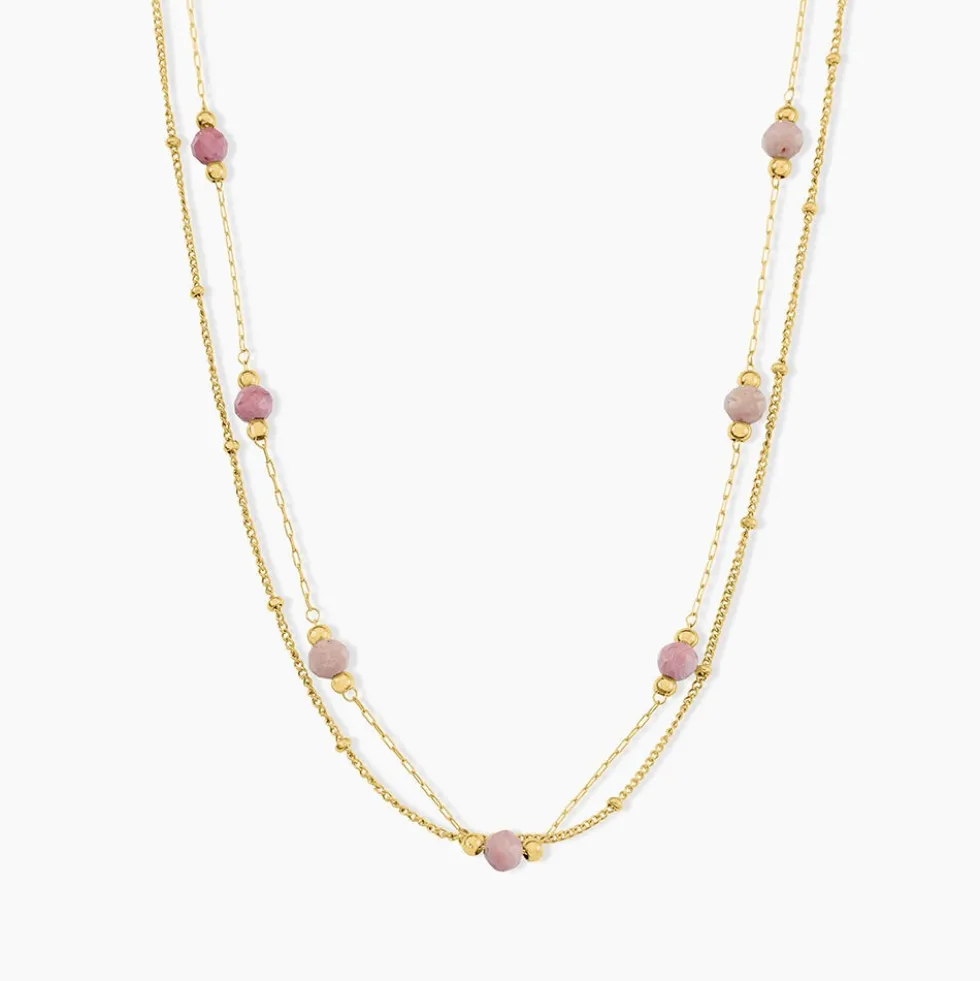 Collier Athena Acier Jaune Rhodochrosite