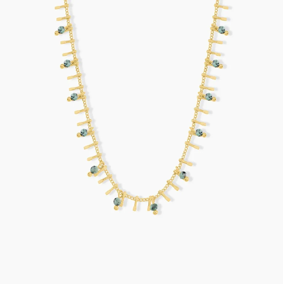 Collier Athena Acier Jaune Turquoise