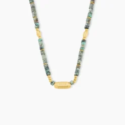 Collier Athena Acier Jaune Turquoise