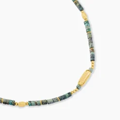 Collier Athena Acier Jaune Turquoise