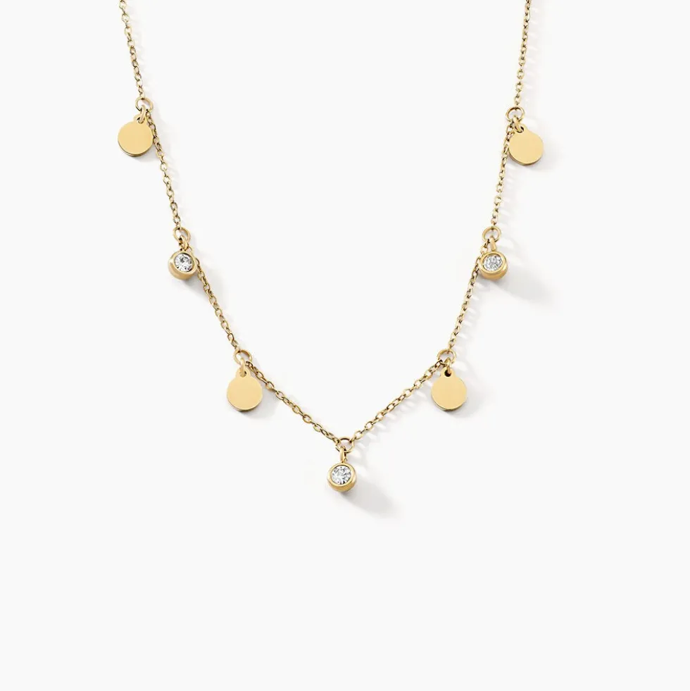 Collier Aurore Acier Doré Cristal