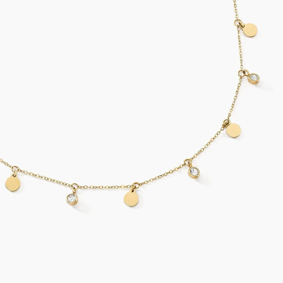 Collier Aurore Acier Doré Cristal