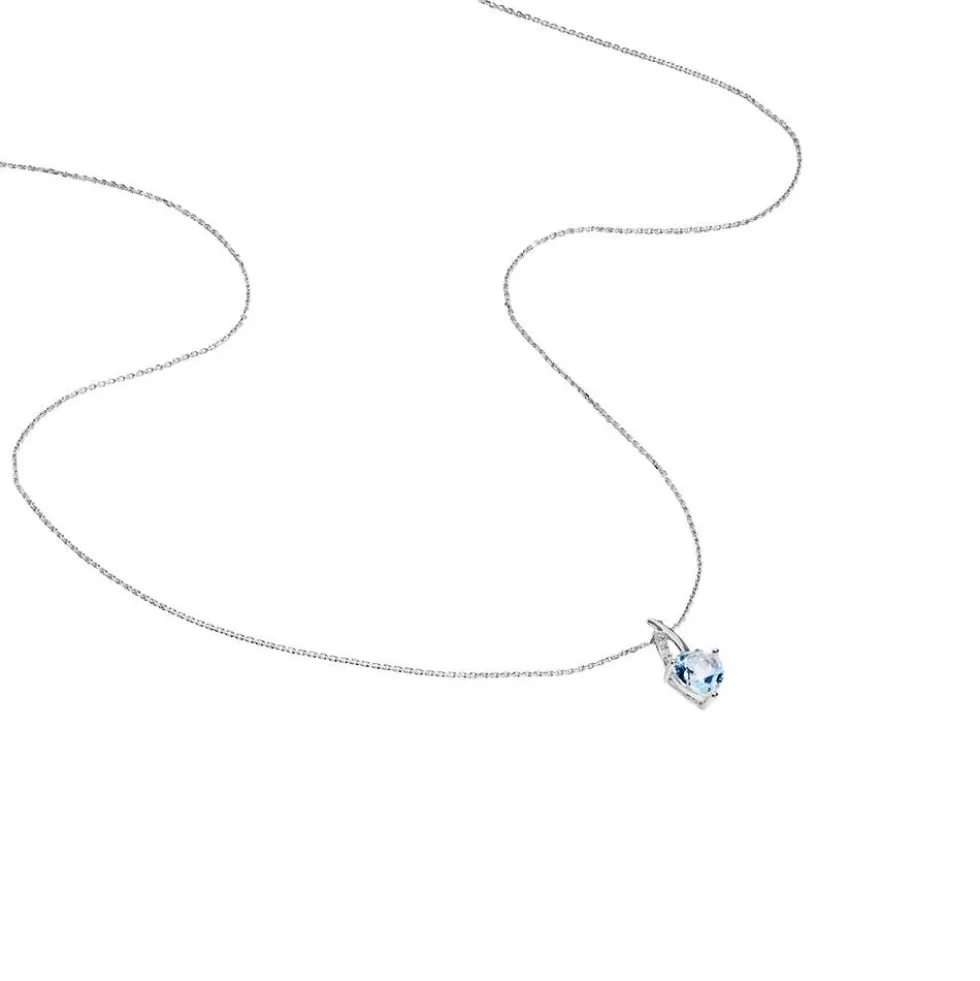 Collier Bertille Or Blanc Topaze Et Oxyde De Zirconium