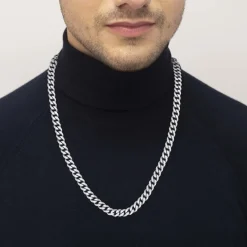Collier Boss Chain Link Acier Blanc