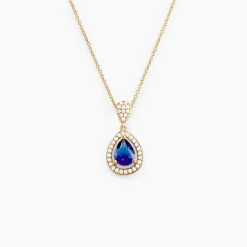 Collier Brigita Plaqué Or Pierre De Synthese Et Oxyde De Zirconium