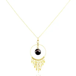 Collier Cercle Or Jaune Perle De Culture De Tahiti