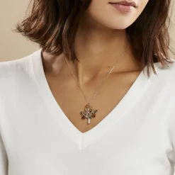 Collier Chahida Argent Blanc Ambre