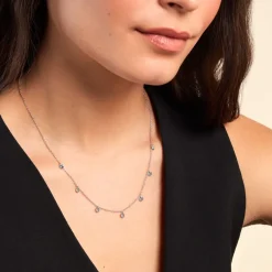 Collier Collie Argent Blanc Oxyde De Zirconium