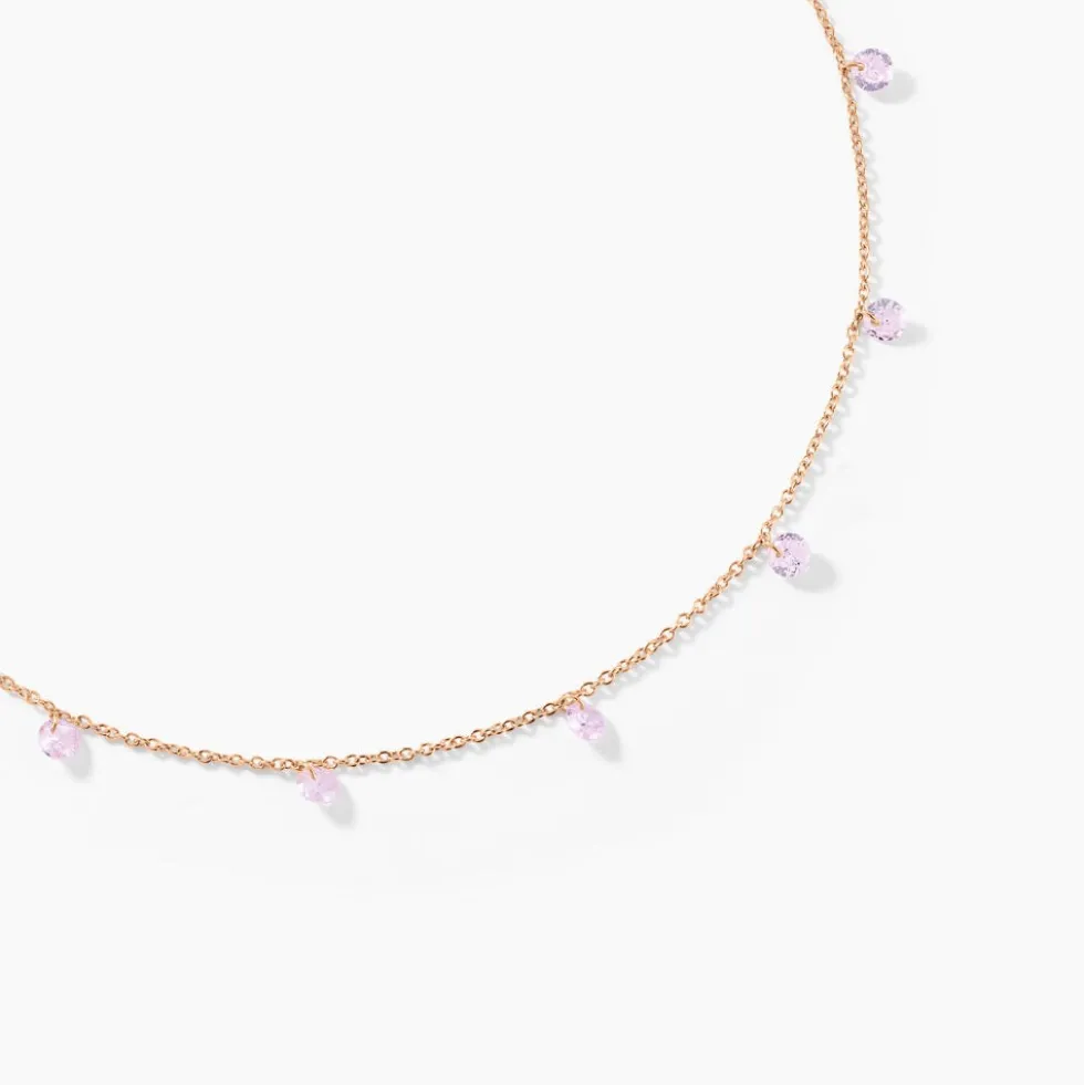 Collier Collie Argent Rose Oxyde De Zirconium